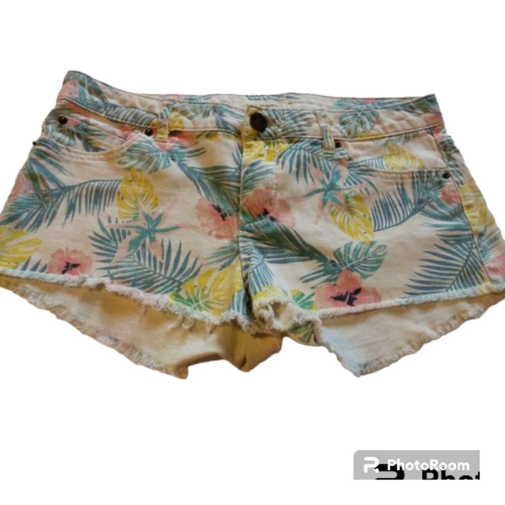 Life in Progress tropical print denim shorts sz 26
